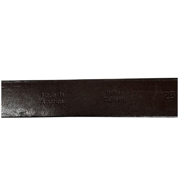 Tulliani Italian Calfskin Leather Belt Silver Solid Brass Buckle Made in Italy - Picture 13 of 15